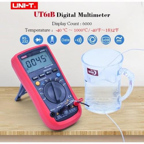 UNI-T UT61B Digital Multimeter DC AC volt Ampere meter Ohm Resistance Capacitance Diode Temperature Tester/Auto Range Data hold