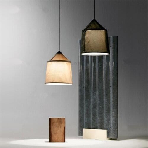 Designer modern linen tent shape pendant lights country American retro dining cotton fabric lamp bedroom living room lighting