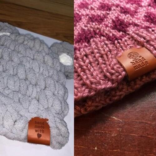 20Pcs Hand Made With Love Labels Tags For Clothes Handmade PU Leather Labels DIY Hats Bags Sewing Tags