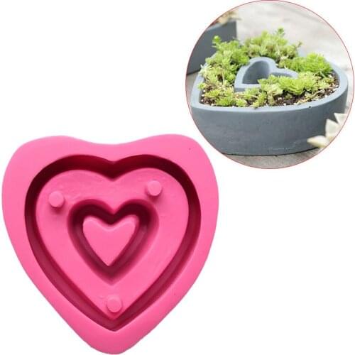 Love Flower Pot Mold Home Decoration DIY Gypsum Cement Concrete Planter Pallet Silicone Mold Form For Making Candle Soap Tool