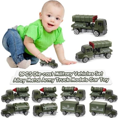 1:64 5Pcs Die-cast Military Vehicles Set Mini Diecast Alloy Car Model Metal Army Truck Models Car Toy Gifts For Children Boys