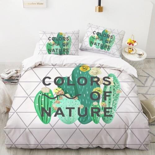 King size bedding set Duvet cover queen bed linen 2 sp 240*220 Queen nordic covers for bed of 150 cactus white full double