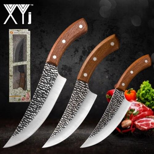 XYj Full Tang 5“6”7“ inch Handmade Forged Boning Knife High Carbon Steel Outdoor Survival Camping Serbian Knife With Gift Box