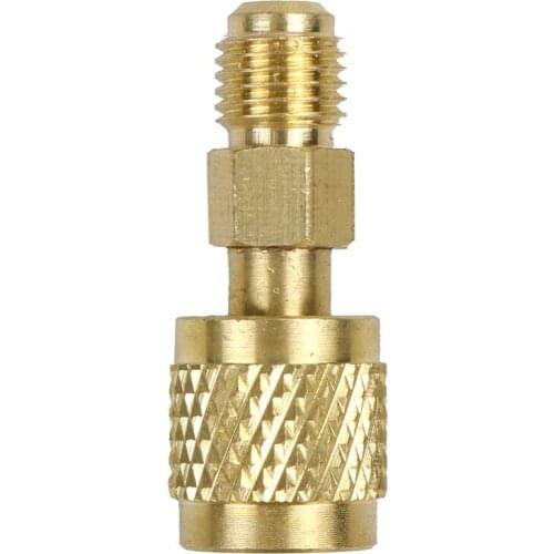 1PCS New High Quality Gold R410 Brass Adapter 1/4" Male to 5/16" Female Charging Hose to Pump