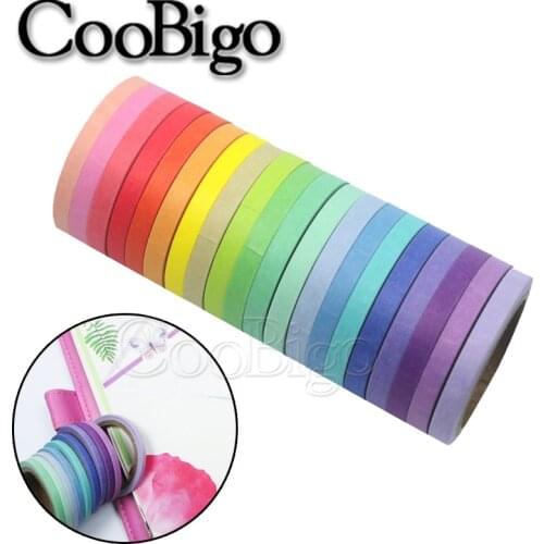 20Rolls Washi Tape Rainbow Adhesive Tape Solid Colors Decorative Masking Tape for Bullet Journals Notebook Diary Album DIY 5mm