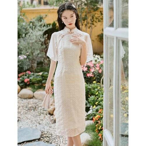 Summer Dress New Female Girl Cheongsam Modified Dress Young Daily Sweet Art Retro Dress