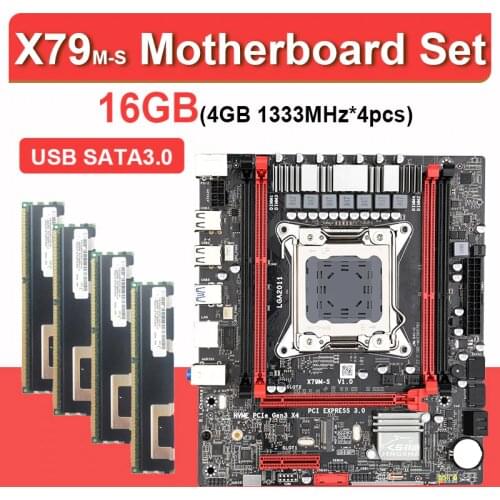 JINGSHA X79 3.0 chipset motherboard 4Pcs x 4GB= 16GB 1333 DDR3 ECC REG memory SATA3 M-ATX M.2 SSD