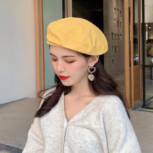 Fashion Woman Sunhat Solid Color Girl Casual Beret Beanie Cap Painter Summer Sun Hat casquette femme кепка женская 2021