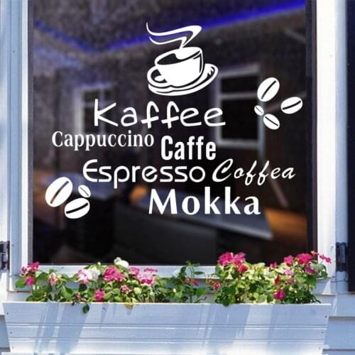 Coffee Shop Sticker Bean Milk tea Decal Cafe Cup Vinyl Art Wall Decals Decor Mural Decoration Break Coffee Glass Decals CA1006