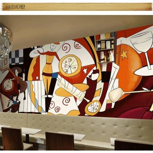 Custom diet Pizza pizzeria restaurant hand-painted 3D wallpaper Abstract figures Coffee sofa background 3D wallpaper murals