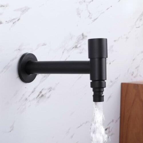 Black Stainless Steel Wall Mounting Faucet Bathroom Outdoor Garden Bibcock Wc Balcony Sink Washing Machine Taps Single Faucet