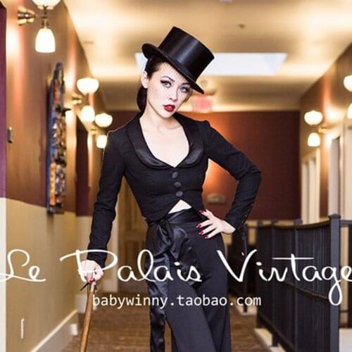 40- autumn women vintage 50s black short fit coat plus size wool elegant jacket feminino mujer pinup bandage coats