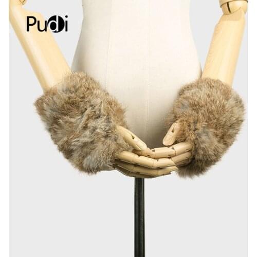 Pudi GF704 Hand Made Knitted Fur Fabric Real REX Rabbit Fur Glove Winter Gloves Mittens Mit Handwear
