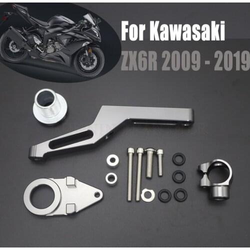 For Kawasaki ZX6R 2009 - 2019 CNC Adjustable Motorcycles Steering Damper Stabilizer Mounting Brackets Kits