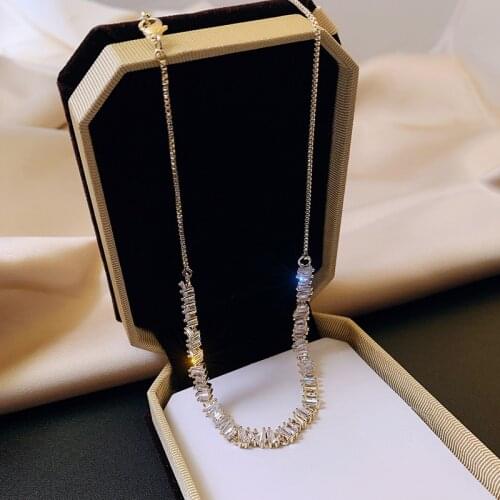 Luxury Shiny Crystal Choker Necklace for Women Irregular Geometric Zircon Necklace Clavicle Chain Wedding Jewelry Party Gifts