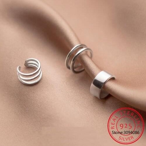 925 Sterling Silver 2/3 Layers Smooth Surface Ear Cuff Clip on Earrings For Women Without Piercing Jewelry DA250