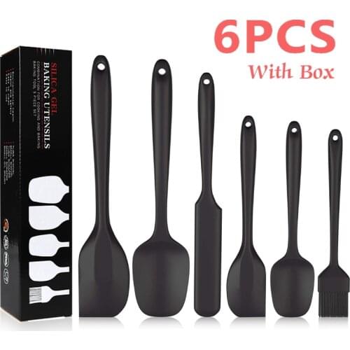 6Pcs Silicone Spatula Sets Bpa Free Non-Stick Cream Scrapers Spoon Brush Mixing Heat Resistant Flexible Kitchen Utensils Set New