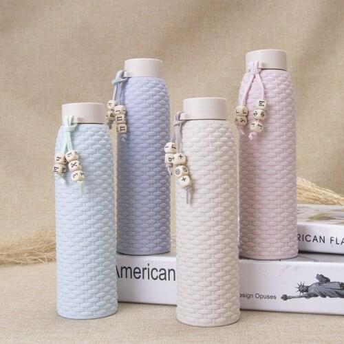 Glass Water Bottle with Plastic Insulation Cover Portable Leakproof Office Drink Bottle Student School Kettles 310ml