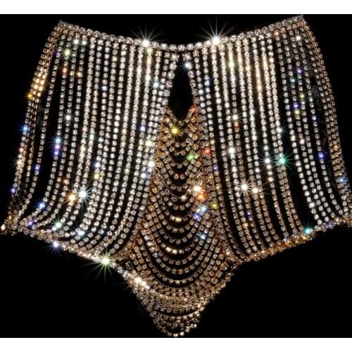 Stonefans Bling Bikini Crystal Panties Thong for Women Jewellry Rhinestone Lingerie Underwear Luxury Body Chain Nightclub Disco
