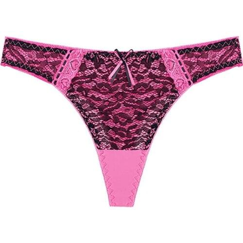 Womens G-String Femme T-back Thong Low-Rise Ultra-thin Underwear Sexy Lace Womens Underpants Patchwork Plus Size Lingerie