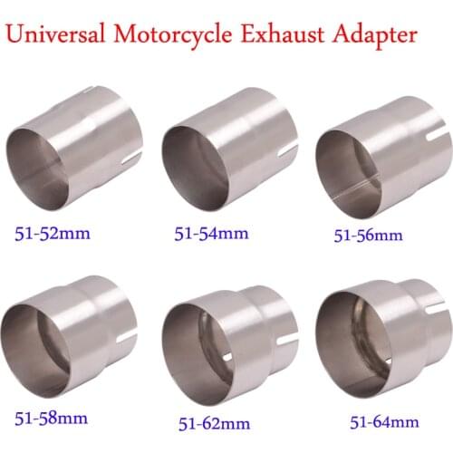 Universal Motorcycle Exhaust Adapter Escape 52mm 54mm 56mm 58mm 62mm 64 to 51mm Pipe Connection Reducer Muffler Stainless Steel