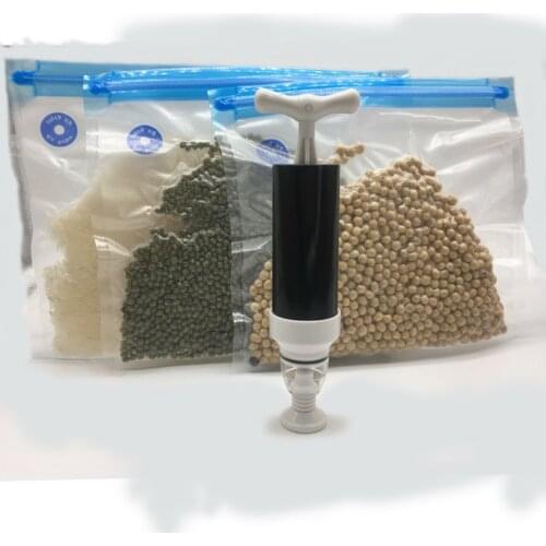 Vacuum Sealer Hand Pump Keep Food Saver Longer Storage Bags Kitchen Tools Set Carry a 5pcs Vacuum Bag Zip Lock Plastic Bags