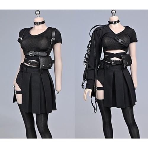 1/6 Female Short-sleeved Short Skirt Suit Clothes Accessories For Women Body Girls Short Single Arm Sleeve For 12 Inch Dolls