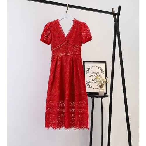 Top quality self portrait dress womens summer dresses 2021 spring fashion runway lace Short sleeve Hollow Out lace dress