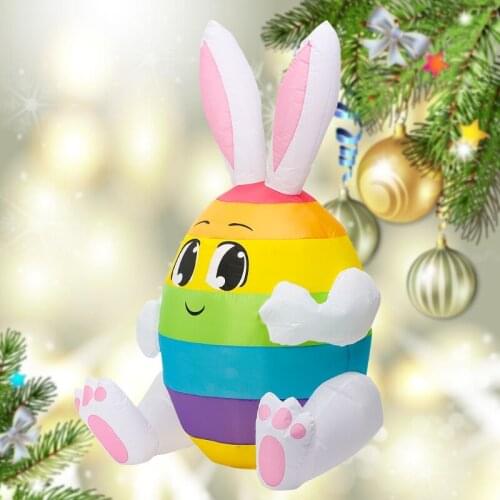 1.5m Inflatable Easter Bunny Eggs Doll LED Night Light Figure Yard Outdoor Garden Toys Party Ornament Decorations