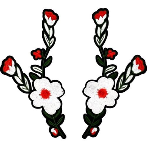 1pair White Flower stripe patch applique iron on patches for clothing sewing accessories stripe patches on backpack beauty DIY