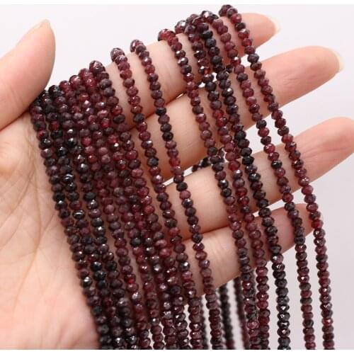 1PC Natural Garnet Beaded Section Abacus Shape Loose Stone Beaded for Women Making Jewerly Necklace Bracelet Accessories 3x4mm