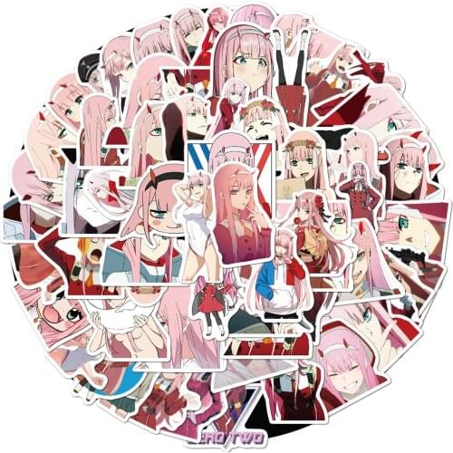 100 Pcs Anime DARLING In The FRANXX Cartoon Stickers For Laptop Refrigerator Guitar Suitcase Phone Skateboard Cute Decal Sticker