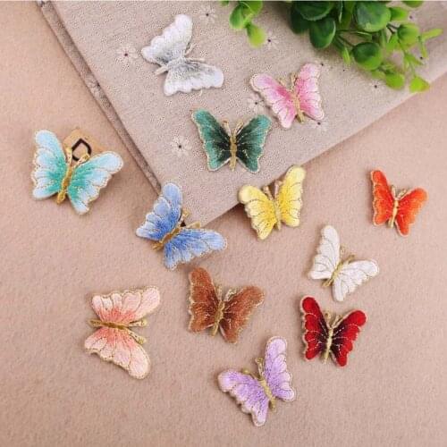 100pcs/lot Embroidery Patch Gold Trim Butterfly Clothing Decoration Sewing Accessories Gift Diy Iron Heat Transfer Applique