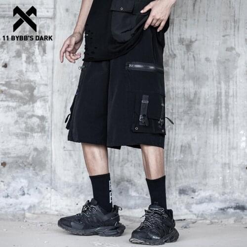 11 BYBBS DARK Cargo Joggers Shorts Men Functional Zipper Multi Pockets Streetwear Summer Knee Length Dark Techwear Short Pants