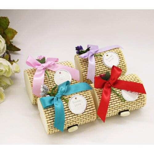 12pcs Bamboo candy boxes European antique wedding candy boxes round bamboo product manual box