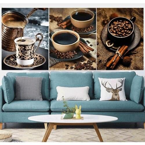 3pcsDiy Diamond Painting Full Square round Coffee bean Diamond Embroidery Sale Pictures Of Rhinestone Mosaic Multi-pictureZP-362