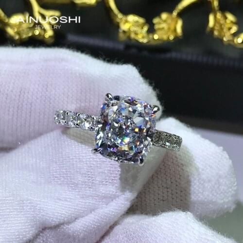 AINUOSHI 925 Sterling Silver Cushion Cut 8x9mm Simulated SONA Diamond Engagement Rings Gifts For Wedding Exquisite Jewelry Rings