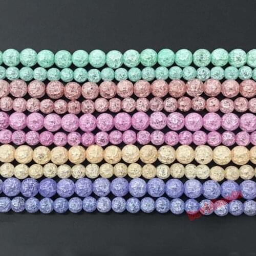 Free Shipping Natural Colorful White Snow Cracked Crystal Stone Beads 15" Strand 4 6 8 10 12 14MM Pick Size For Jewelry Making