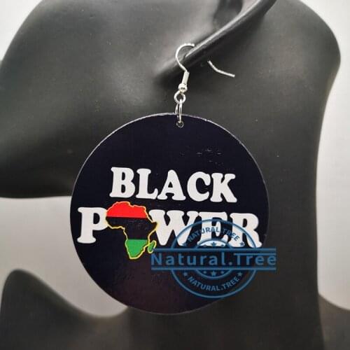 Free Shipping!Black Power Wooden Earrings