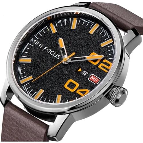 MINIFOCUS Mens Quartz Sport Watch Luxury Clock Watches Brand Luxury Male Blue Leather Military Wrist Watch relogio masculino
