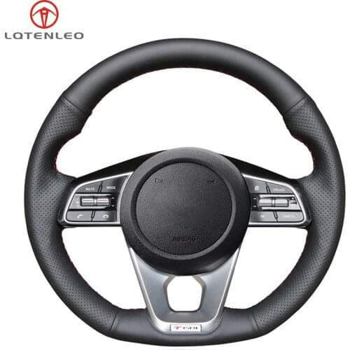 LQTENLEO Black Artificial Leather Steering Wheel Cover For Kia K5 Optima 2018 2019 Forte GT Sportage 4 2019 2020 Cee'd Ceed GT