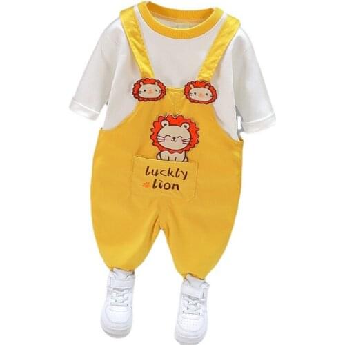 Spring Autumn Children Clothes Baby Boys Girls TShirt Overalls 2Pcs/sets Infant Cotton Sportswear Kids Toddler Casual Clothing