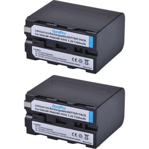 2Pack DuraPro 7200mAh NP-F960 NP-F970 NP F930 Battery for SONY F950 F960 F330 F550 F570 F750 F770 MC1500C 190P 198P F950 HD1000C