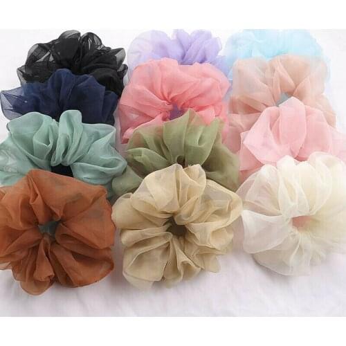 Elastic Rubber Band Scrunchie Organza Hair Ties Oversize Hair Ring Chiffon