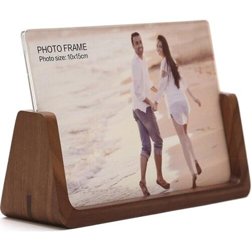 Walnut Wood Base with Acrylic Panels Creative Solid Wood & Plexiglass Photo Frames WP014-1