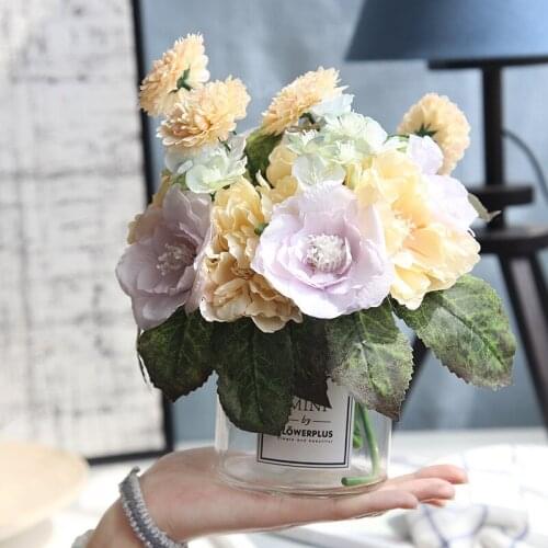 Roses Artificial Flowers Korean Bouquet for Farmhouse Home Decor Fake Floral DIY Wreath Wedding Table Decoration Bride Bouquets