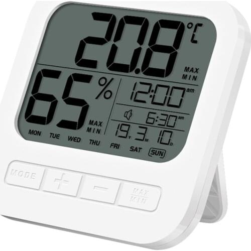 Temperature Humidity Measurement Alarm Clock Time Date Displayed Snooze Function Alarm Clock