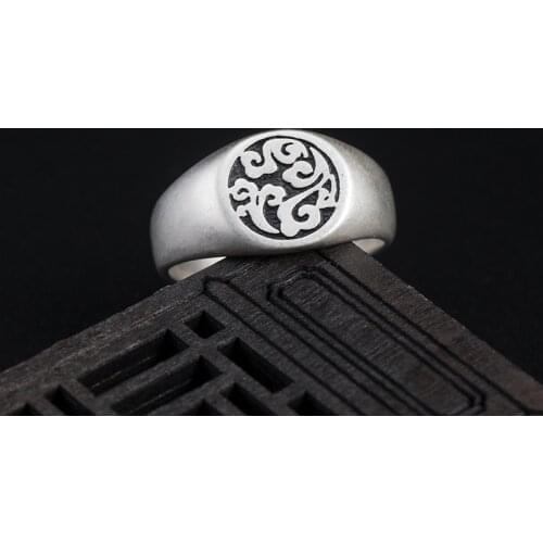 VLA 925 Sterling Silver Retro National Style Design Cloud Sea Ring Womens Adjustable Fashion Jewelry Ring