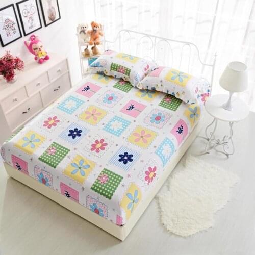 40 Russian size 100%Cotton Fitted Bed sheet set Mattress Cover with elastic Rubber Single Double Bed size Anti Slip