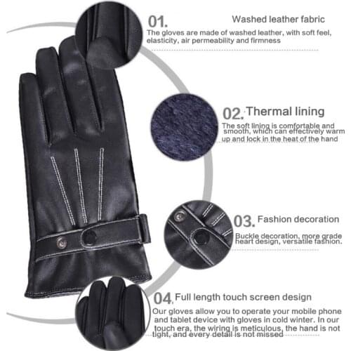K3NF Leather Warm Gloves Waterproof Full Finger Gloves Touchscreen Driving Fleece Lined Glove for Motorcycle Driving